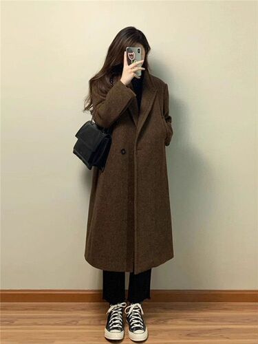 High-Grade Wool Coat for Women - Autumn/Winter New Arrival Korean Style Suit Lapel Overcoat - Knee-Length Medium-Long Woolen Jacket