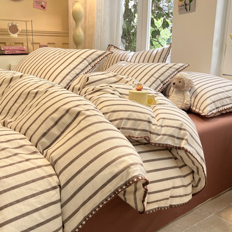 Cama de algodón de algodón de cuatro piezas de algodón puro 2025 nuevo colcha de cama dormitorio colcha de tres piezas de ropa de cama