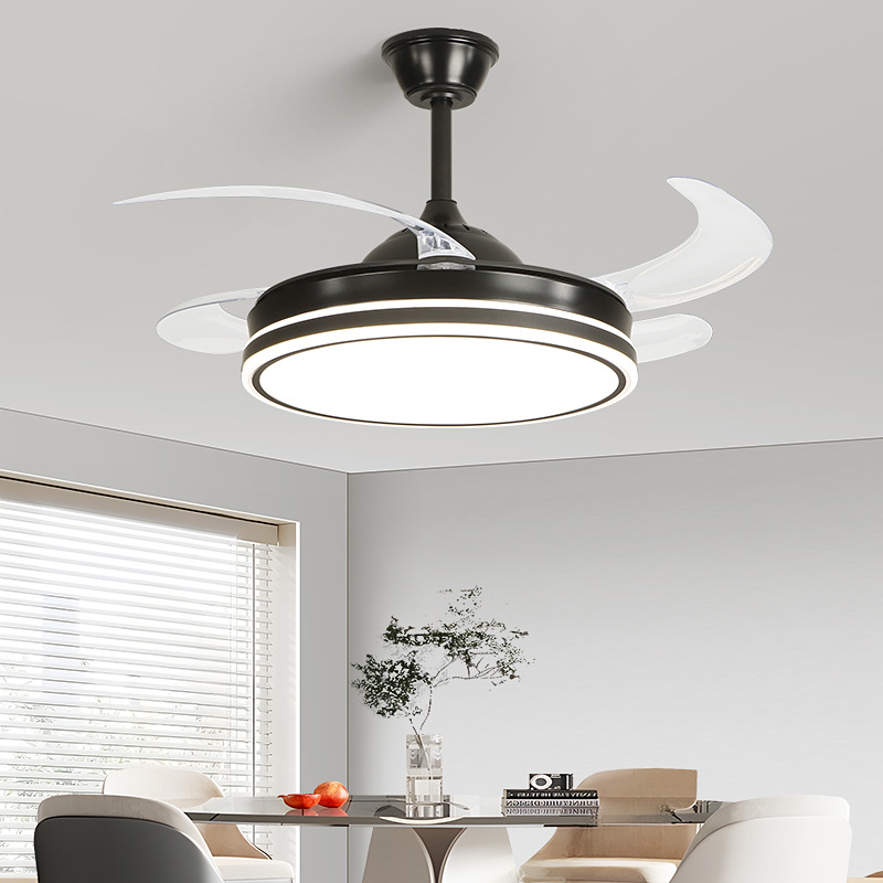 2024 nueva lámpara de ventilador de techo simple moderna sala de estar con ventilador eléctrico candelabro dormitorio comedor lámpara de ventilador invisible de 42 pulgadas