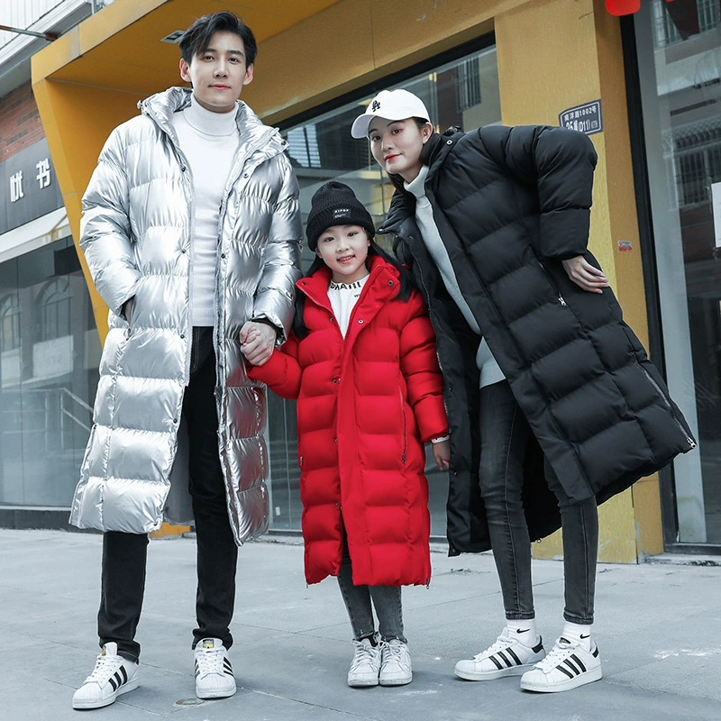 Sports long winter down jacket with down for training, maxi length, increased thickness