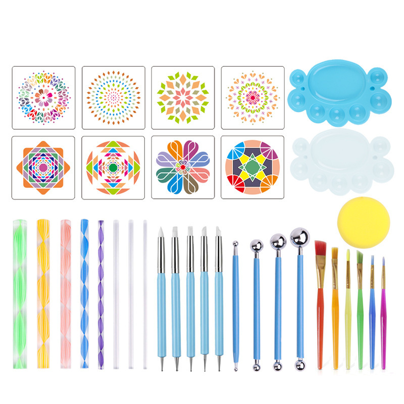 Juego de Herramientas de Pintura Mandala de Plástico y Acrílico, DIY para Pintar a Mano