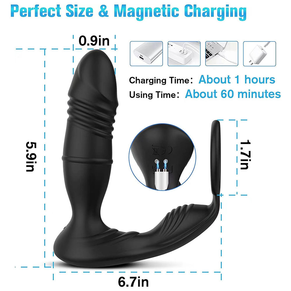 Xinghe Han Einzelner Teleskop-Fernbedienungs-App-Prostatamassager Lock Spermienring Analplug Vibrator für Erwachsene_voghion.com