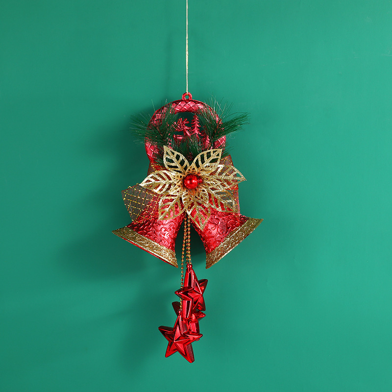 Decoraciones navideñas transfronterizas colgantes de campanas navideñas colgantes de guirnaldas de navidad pentacos colgantes de guirnaldas de navidad