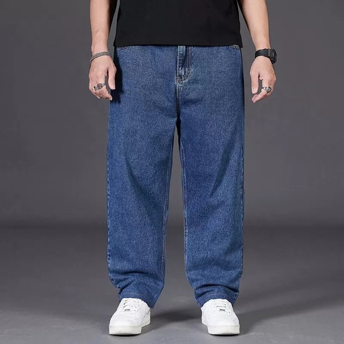 Men's plus-size autumn wide-leg relaxed straight-leg loose-fitting elastic waist pants