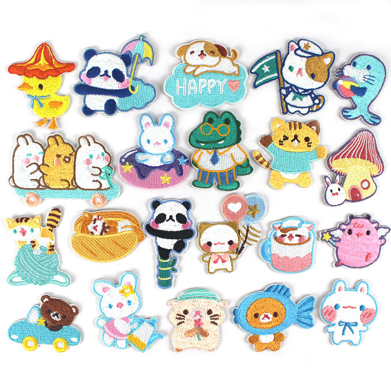 自粘可爱卡通刺绣布贴徽章 电脑绣花章刺绣衣服装饰布贴|ms