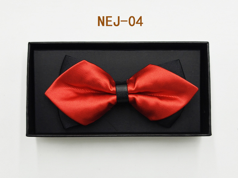 Pajarita negra de color sólido para hombre Boda británica Boda novio padrino traje camisa arco caja de regalo embalaje