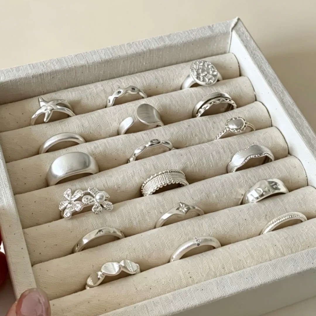Minimalist S925 Sterling Silver Plain Ring, Light Luxury with a High-End Feel, Versatile Index Finger Ring, Vintage Brushed Open Ring