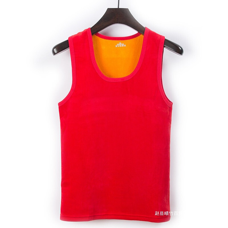 Winter Fleece-Lined Thick Warm Vest for Men, Slim Fit, Sleeveless Undershirt for Wedding or Zodiac Year