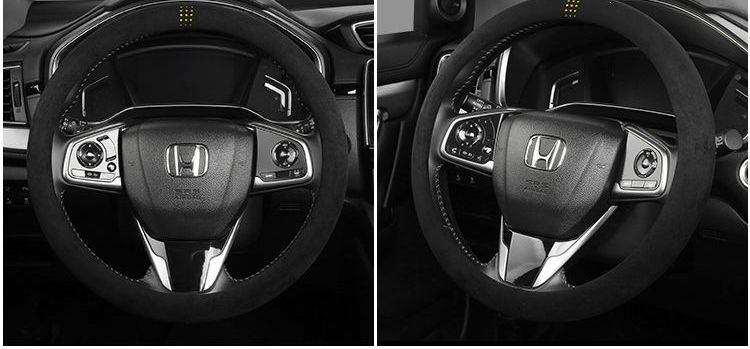 Unisex fur suede steering wheel cover, suitable for all seasons, sweat-absorbent, non-slip, breathable, warm, and stylish