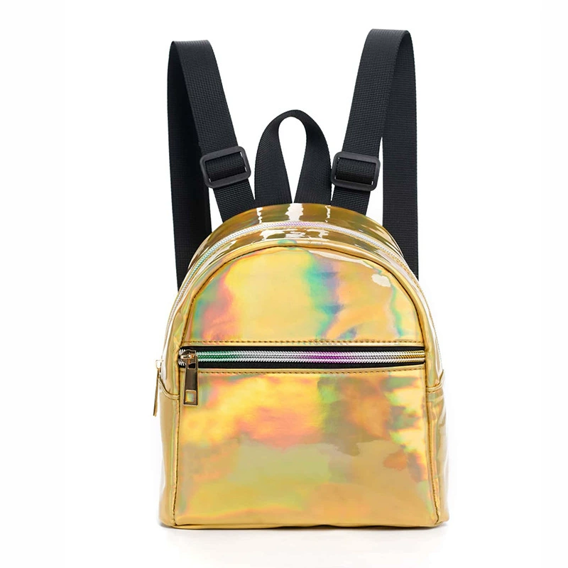 Mini backpack shoulder bag, compact multicoloured design, quilted, 18×19×10 cm