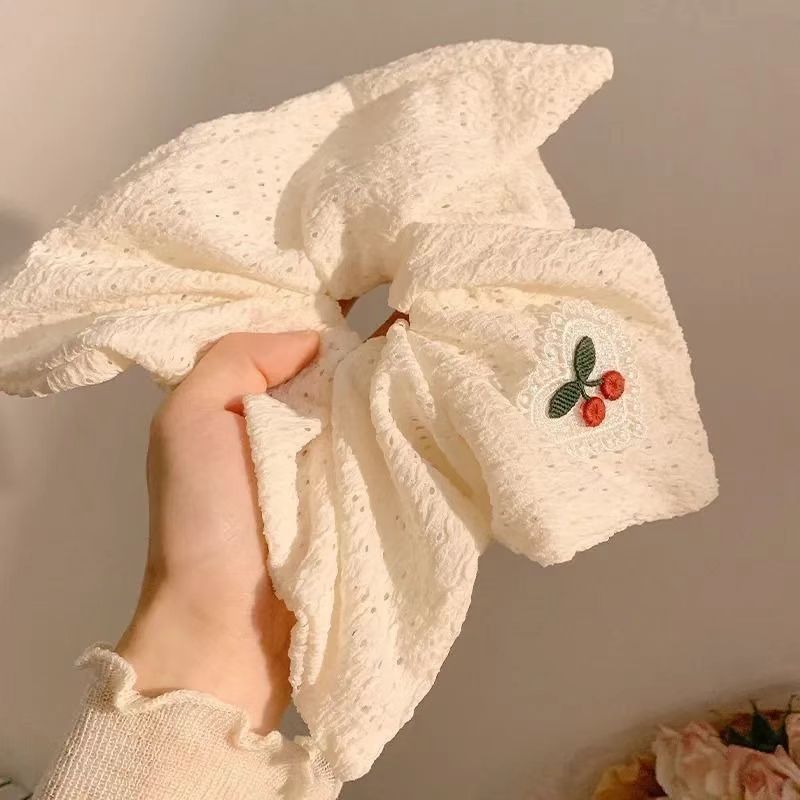 韩系布艺方巾大肠圈少女森系甜美镂空蕾丝发圈高级感头花马尾法式|undefined