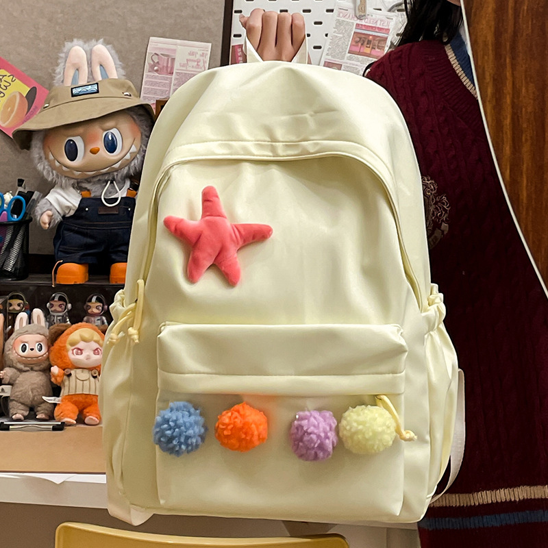 Mochila escolar femenina japonesa simple pequeña mochila fresca para estudiantes color puro todo fósforo casual estilo universitario niña mochila de viaje