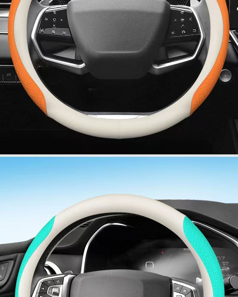 Car Steering Wheel Cover for Men and Women, Universal for All Seasons, New Breathable, Non-Slip, Sweat-Absorbent Round D-Shaped High-End Ultra-Thin Handle Cover