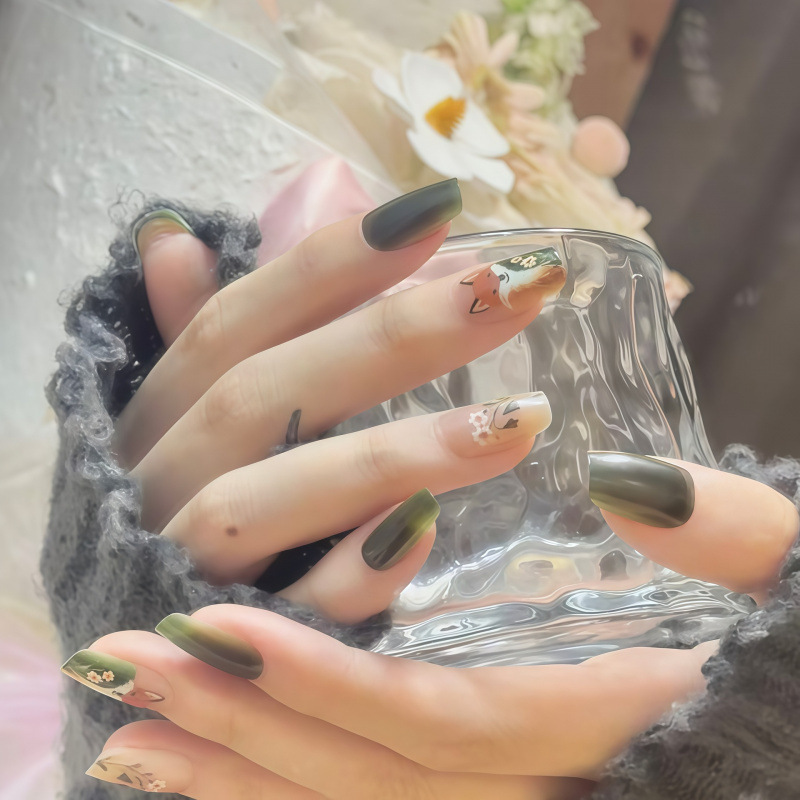 Autumn and Winter Handmade Oil Painting Nail Art Cute Forest Fairy Tale Wearable Nails Little Fox Nail Stickers 10 Pieces Retro White-Enhancing Autumn and Winter Handmade Oil Painting Nail Art Cute Forest Fairy Tale Wearable Nails Little Fox Nail Stickers 10 Pieces Retro White-Enhancing