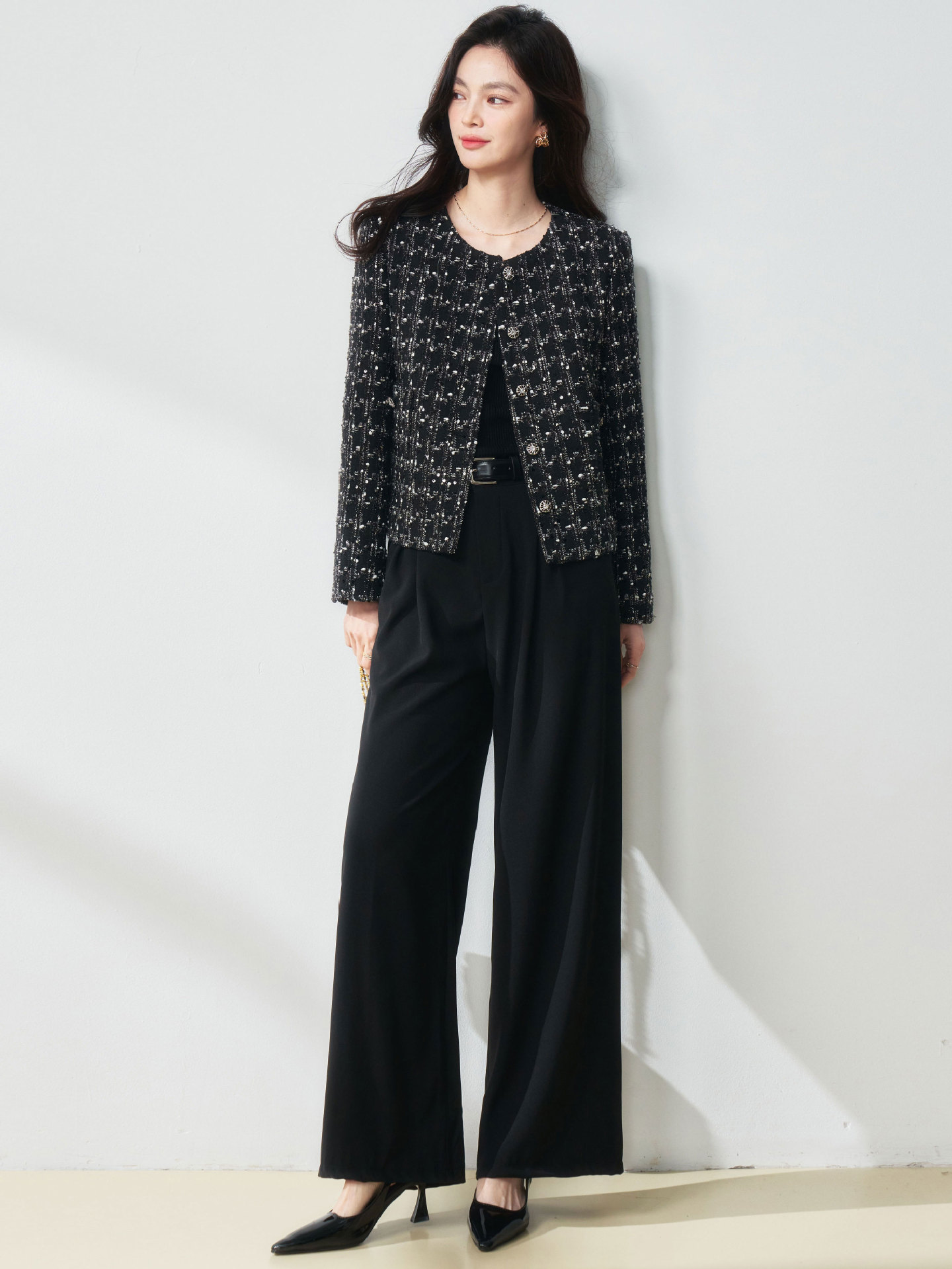 Pantalones para mujeres [el rey de los pantalones de piernas delgadas] plácidos y sueltos para los viajeros, pantalones de trajes de piernas largas para mujeres 25133