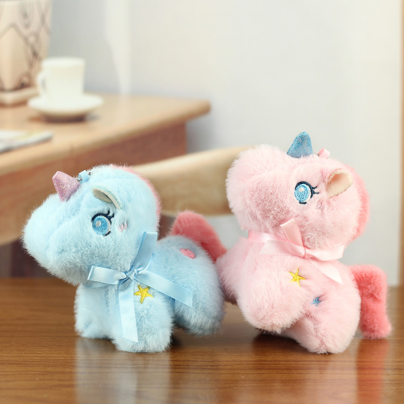 Lindo colgante de unicornio juguete de peluche bolso de muñeca colgante muñeca llavero máquina de agarre de boda muñeca pequeña