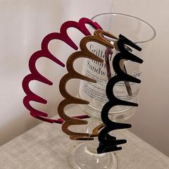 植絨帶齒波浪發箍甜美新款洗臉不卡頭蓬鬆紋理防滑設計感發箍女