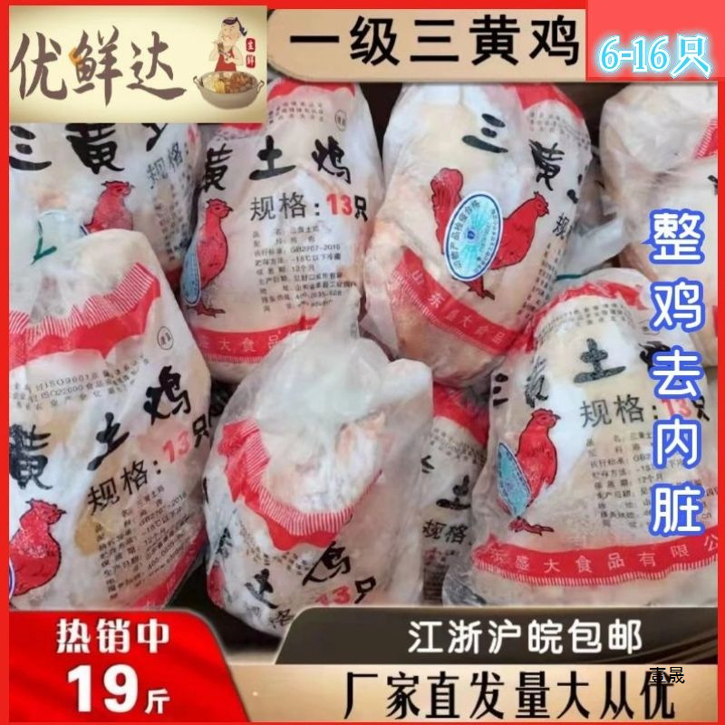 新鲜冷冻三黄鸡整鸡童子鸡白条鸡19斤江浙沪皖包邮