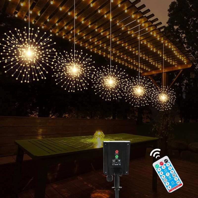 Solar Starburst Spherical Light Dimmable Waterproof Hanging Fairy Light Waterfall Light String Holiday Copper Wire Lantern