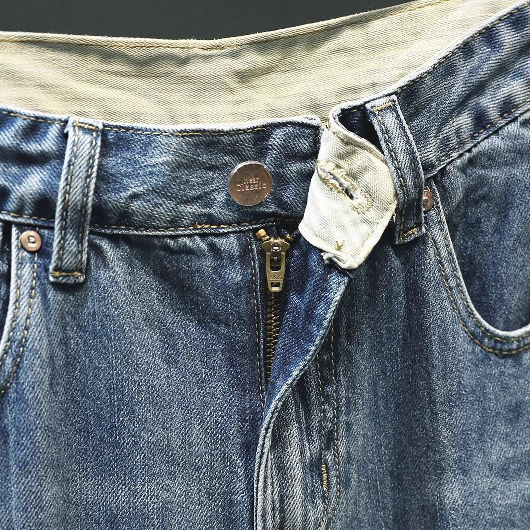 Ripped Beggar Pants Men's High Street Retro Harem Nine-Point Pants Spring and Summer Men's Loose Straight-Leg Trendy Jeans