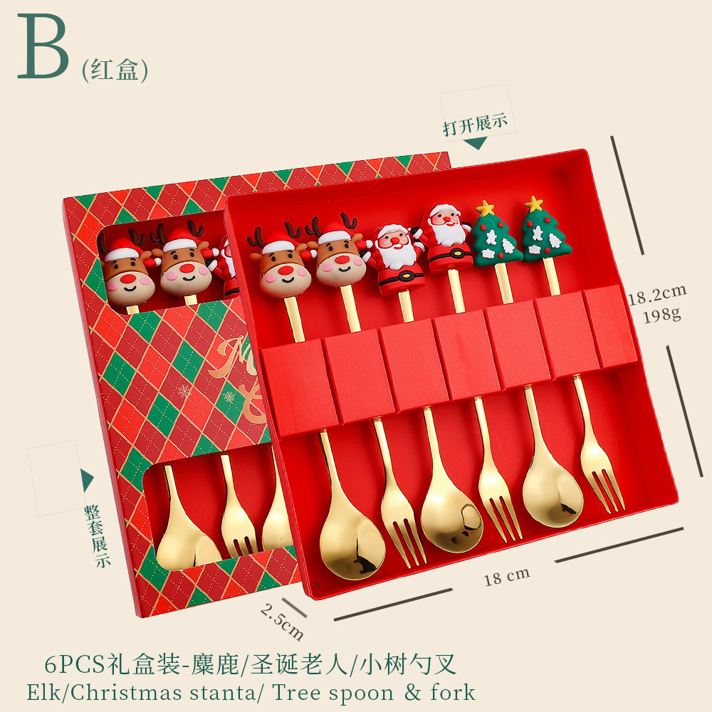 Cucharas nórdicas INS navideñas – cucharas doradas de postre o café de acero inoxidable