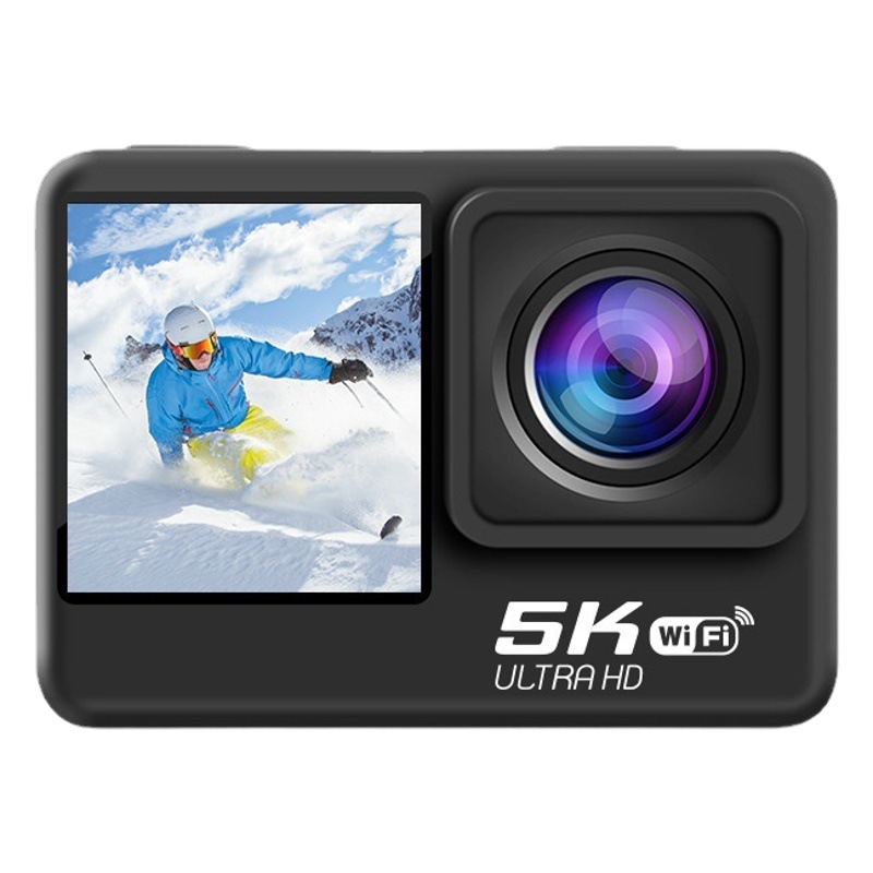 Cámara de acción transfronteriza 5K HD táctil de doble pantalla impermeable cámara de control remoto deportes cámara antivibración registro