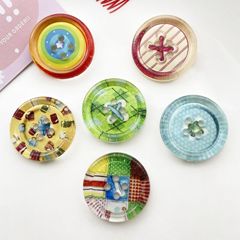 新款冰透印花圆形纽扣饰品配件diy大衣扣毛衣扣子手机壳贴片批发