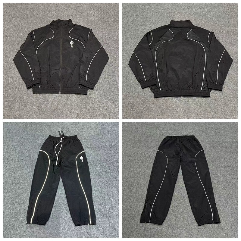 Trendy Trapstar Sports Casual Suit Embroidered Logo Zipper Cardigan Jacket Webbing Leggings Pants for Men