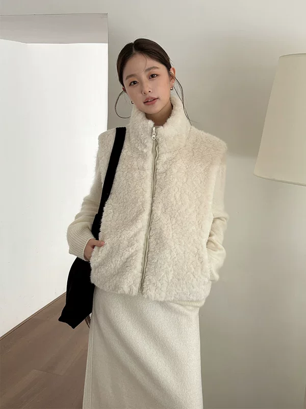 Velvet vest with down, winter jacket, high-quality style, feather stuffing