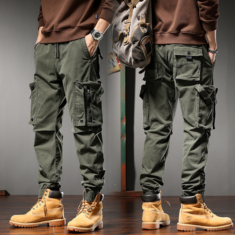 Primavera y otoño transfronterizo monos americanos rectos de los hombres funcionales tácticos al aire libre pantalones casuales de los hombres pantalones atados al tobillo de los hombres