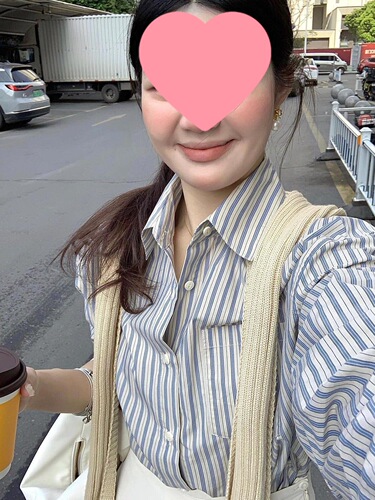 Korean retro blue striped shirt, female niche design casual shirt, summer new shirt and coat