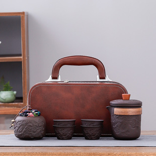 Kung fu tea set purple sand tea making hand-held Pot Tea Cup home living room office ceramic travel modern simple tea tray