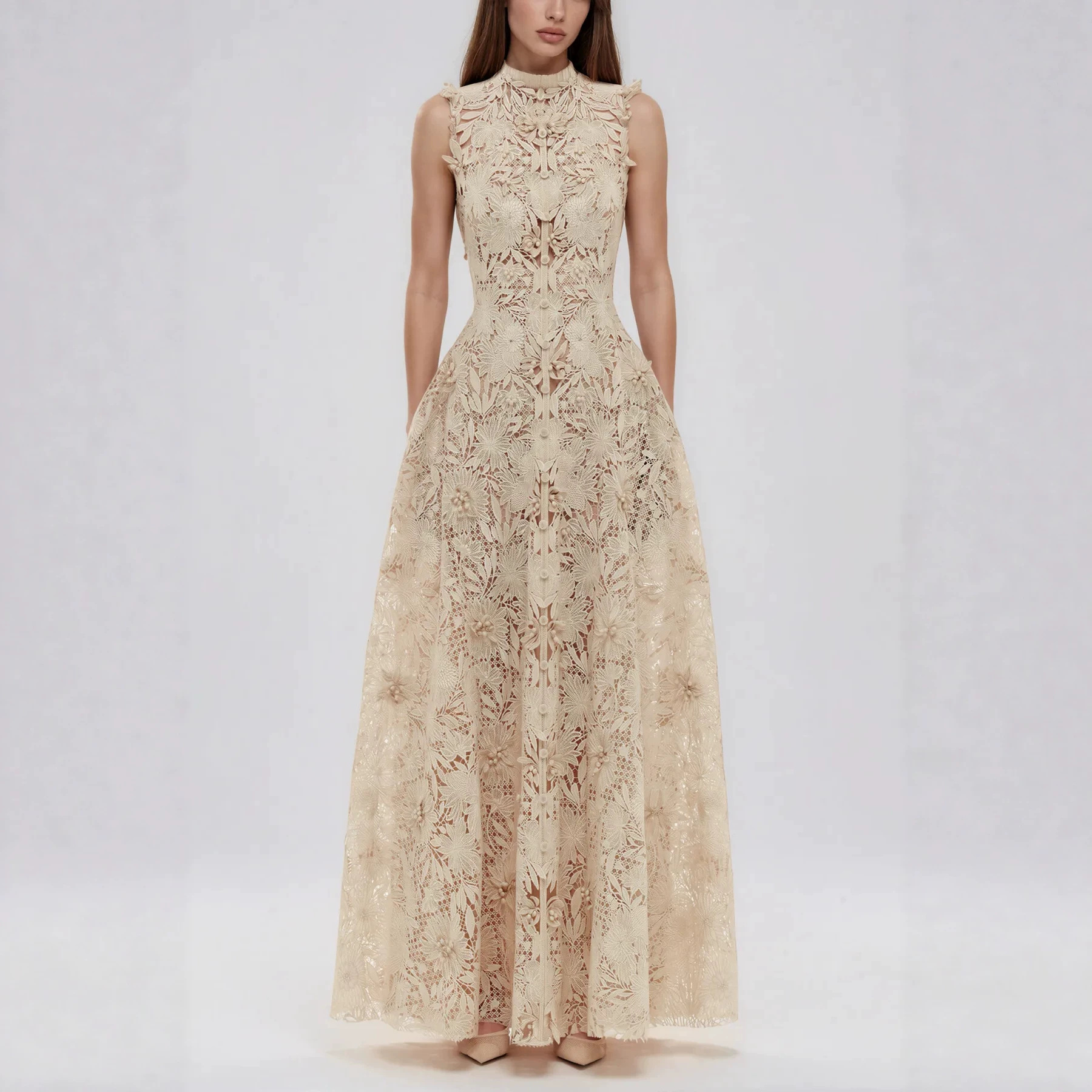 2026 Summer Foreign Trade Cross-Border European and American Amazon New French Style Elegant Waist-Cinching Sleeveless Dress