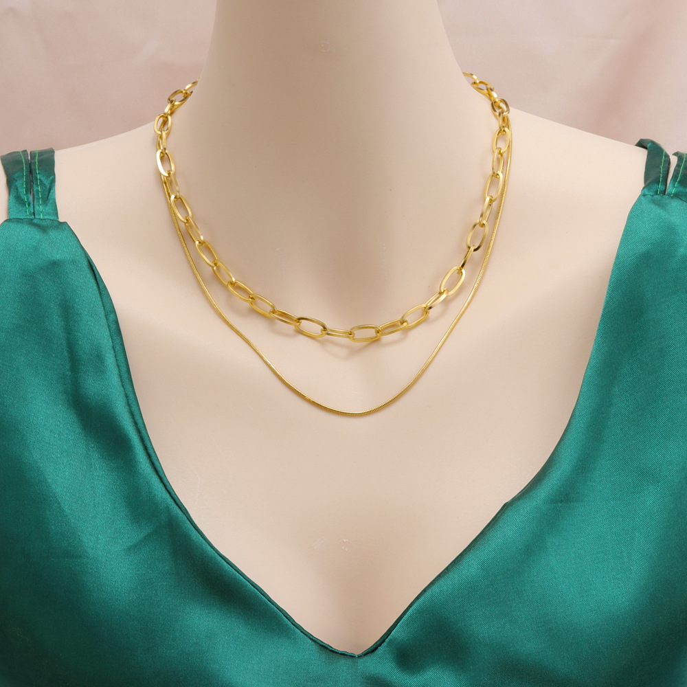 Fashion Geometric Titanium Steel Plating Layered Necklaces 1 Piece