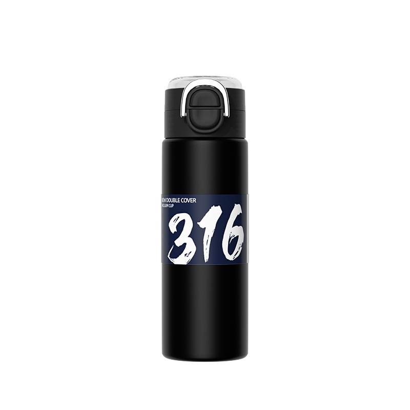 Taza de aislamiento de acero inoxidable simple de 316L, taza de paja de rebote de doble impresión, taza de agua deportiva de alta capacidad de alta calidad