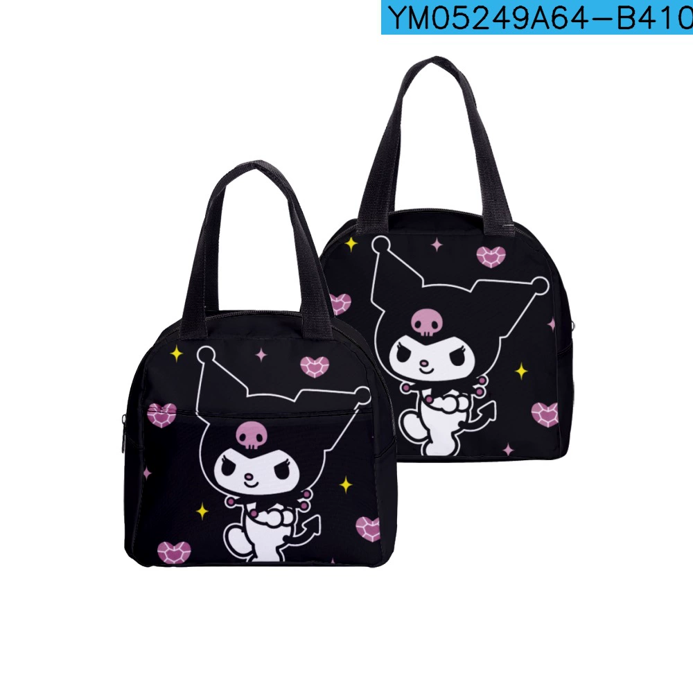 Lunch bag (Kuromi) — hand‑carry school lunch tote, zip closure, lightweight 0.15 kg
