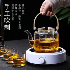 實商供應玻璃蒸煮兩用提梁壺 電陶爐煮茶爐茶壺 功夫茶具時尚套裝