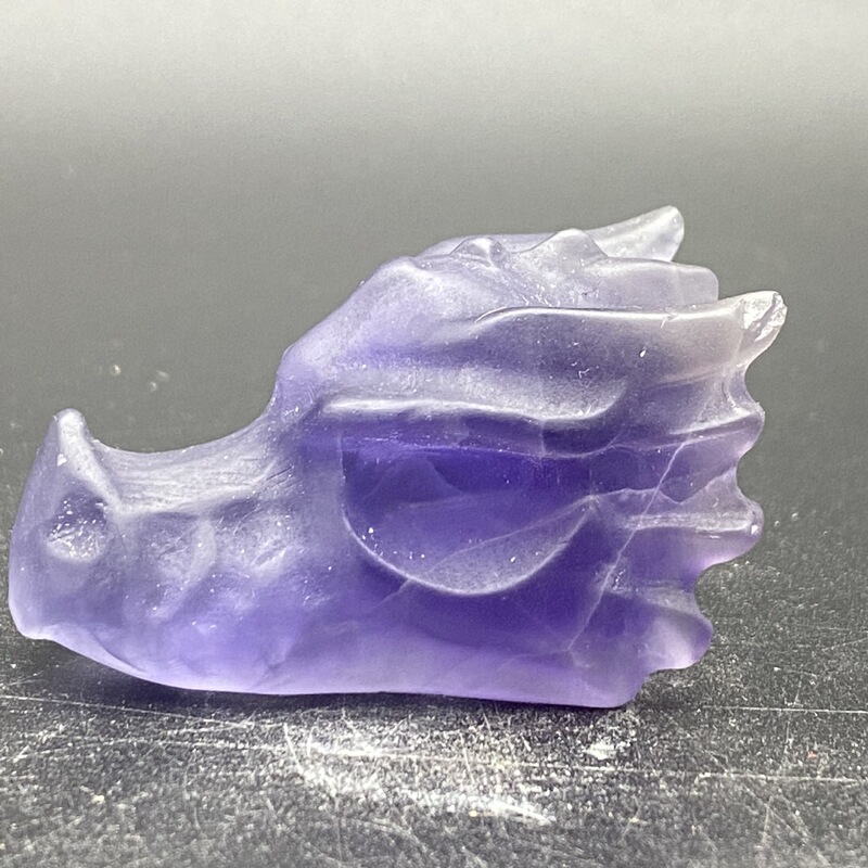 天然萤石狼头精品水晶手工雕刻件桌面摆件手工雕刻件装饰 图 5