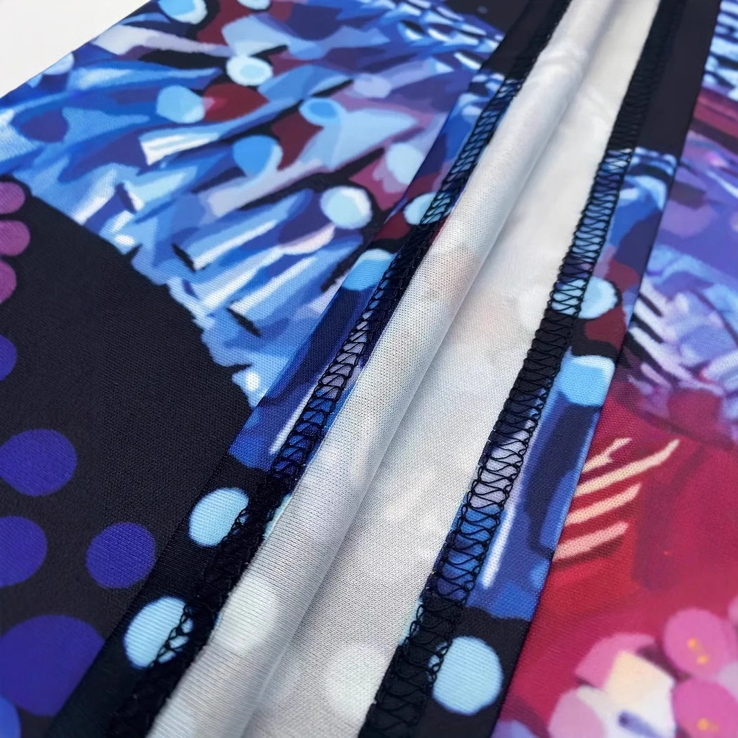 Cool abstracto colorido tecnología halo impresión 3D calle hombre solapa suelta transpirable manga corta cremallera camisa POLO