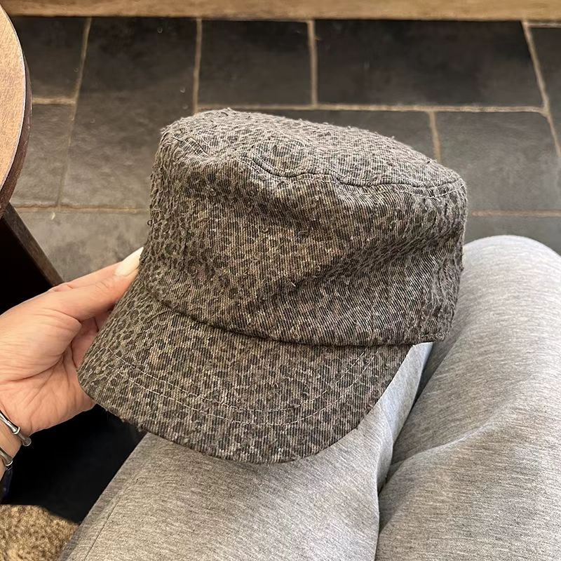 【Tou】新款豹纹时髦小众平顶鸭舌帽女复古街头潮流休闲百搭高品|undefined