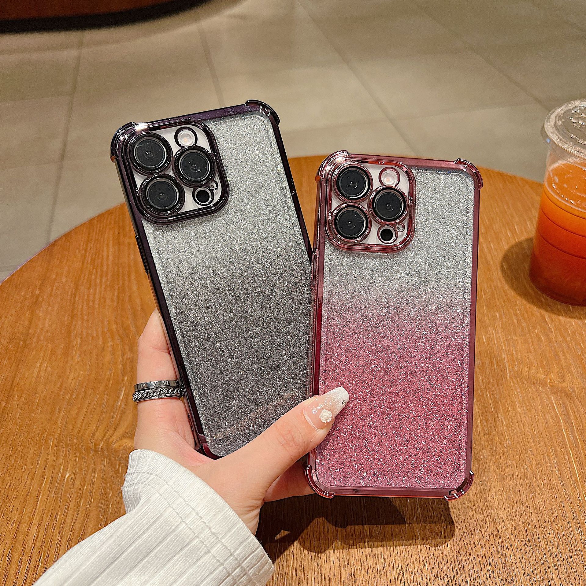 Glitter Protective Phone Case For Iphone With Transparent Lens Film_voghion.com