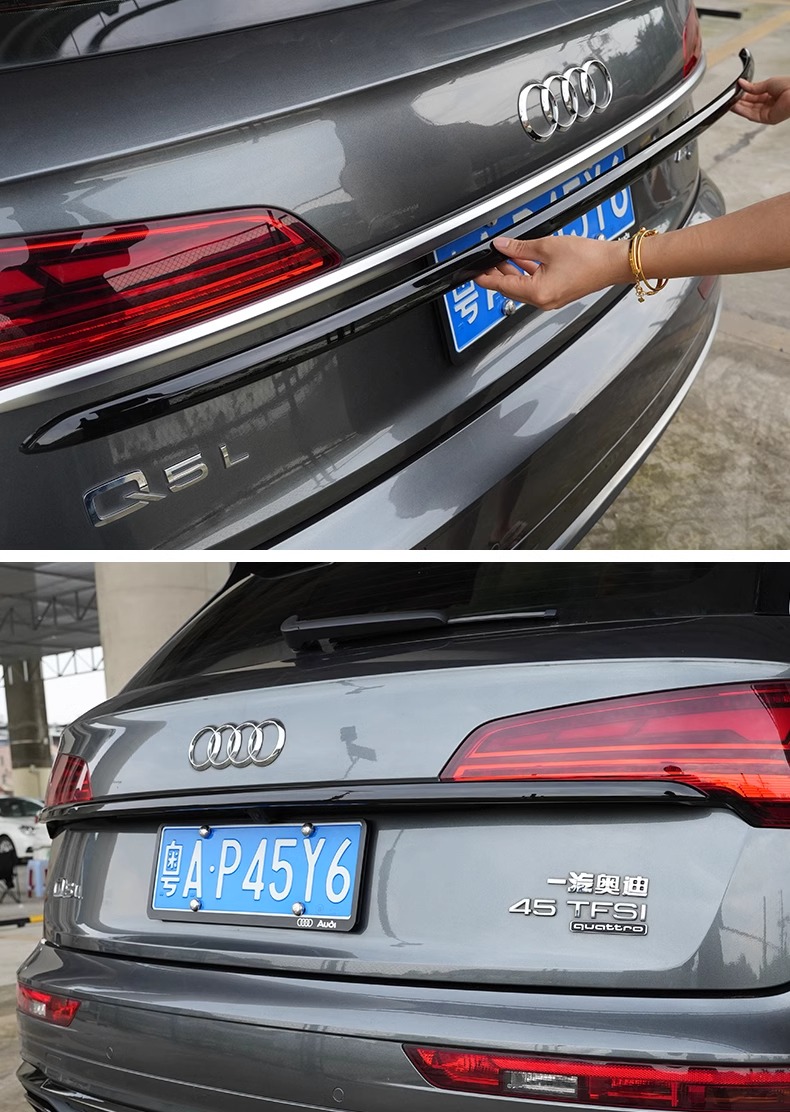 Suitable for 21-24 Audi Q5L front bumper decorative trim, black warrior modification, fog light, rear bumper, exhaust tip, anti-collision strip