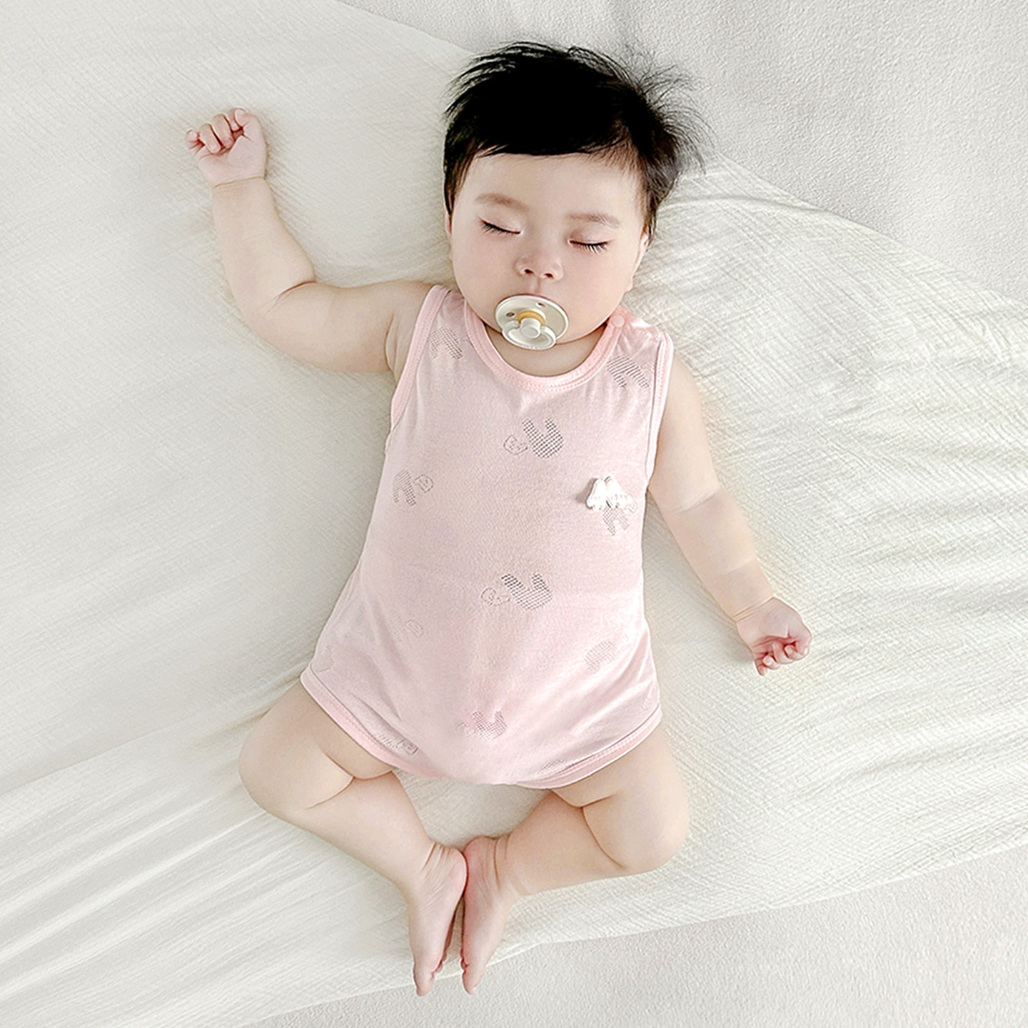 Ropa de bebé de una pieza, ropa de verano para recién nacidos, ropa de verano delgada para niños pequeños, chaleco sin mangas, mamela triangular, bolsa de bebé