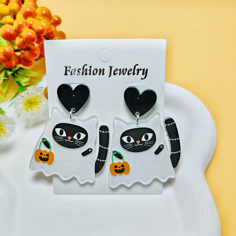 8g Weight 304 Stainless Steel Ear Needle Material Drop Earrings Classification 1 Pair Quantity Holiday, Daily Occasion Acrylic Material Halloween Festival Geometric, Pumpkin, Butterfly Pattern Women's Gender Casual, Simple Style Style 1 Pair Casual Simple Style Geometric Pumpkin Butterfly Arylic Drop Earrings 6