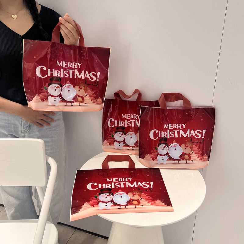 クリスマス祝日プレゼント包装手提げ袋プレゼントプラスチック包装ショッピングお祝いクリスマスイブお土産赤|undefined