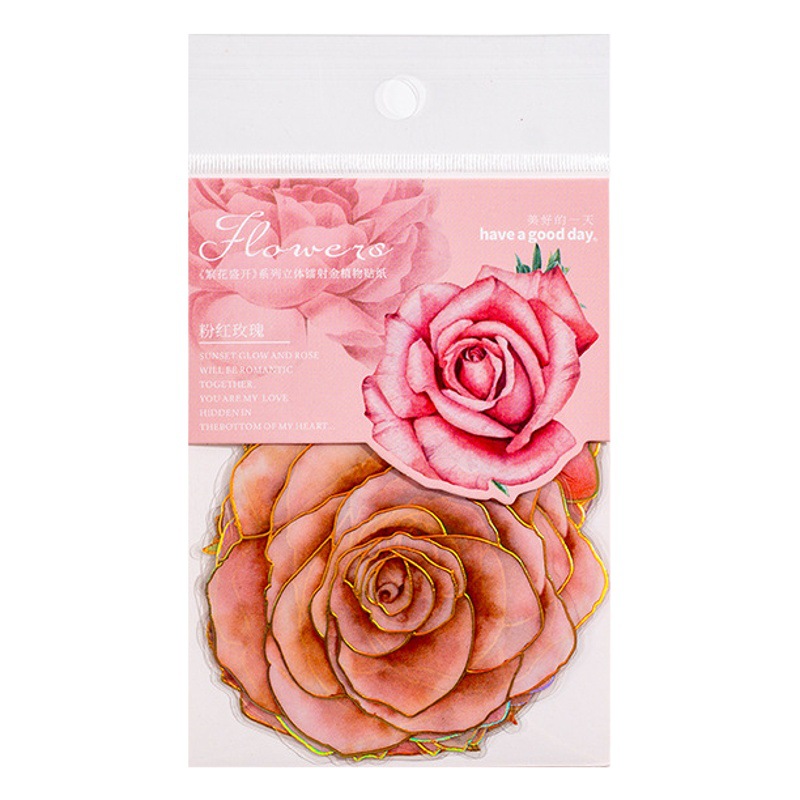 Hermoso día pegatinas flores en flor serie planta tridimensional diario material decorativo pegatinas 10 piezas