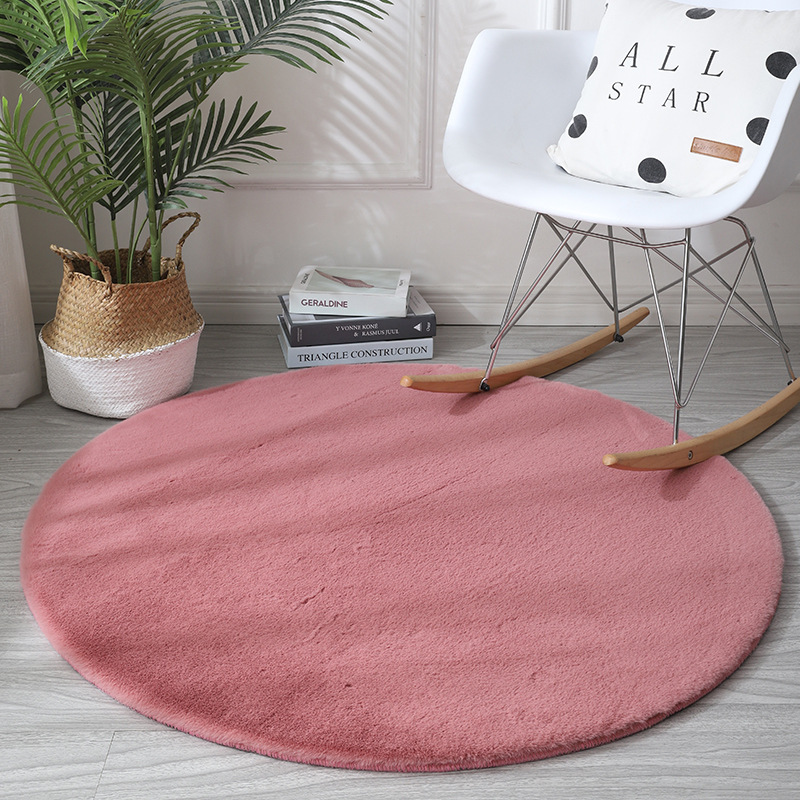 모조 토끼 모피-핑크 퍼플-라운드