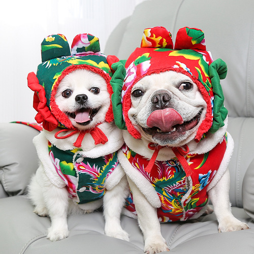 New Year's clothing, pet dog and cat clothes, small, medium and large dog fights, autumn and winter clothing supplies, factory direct sales