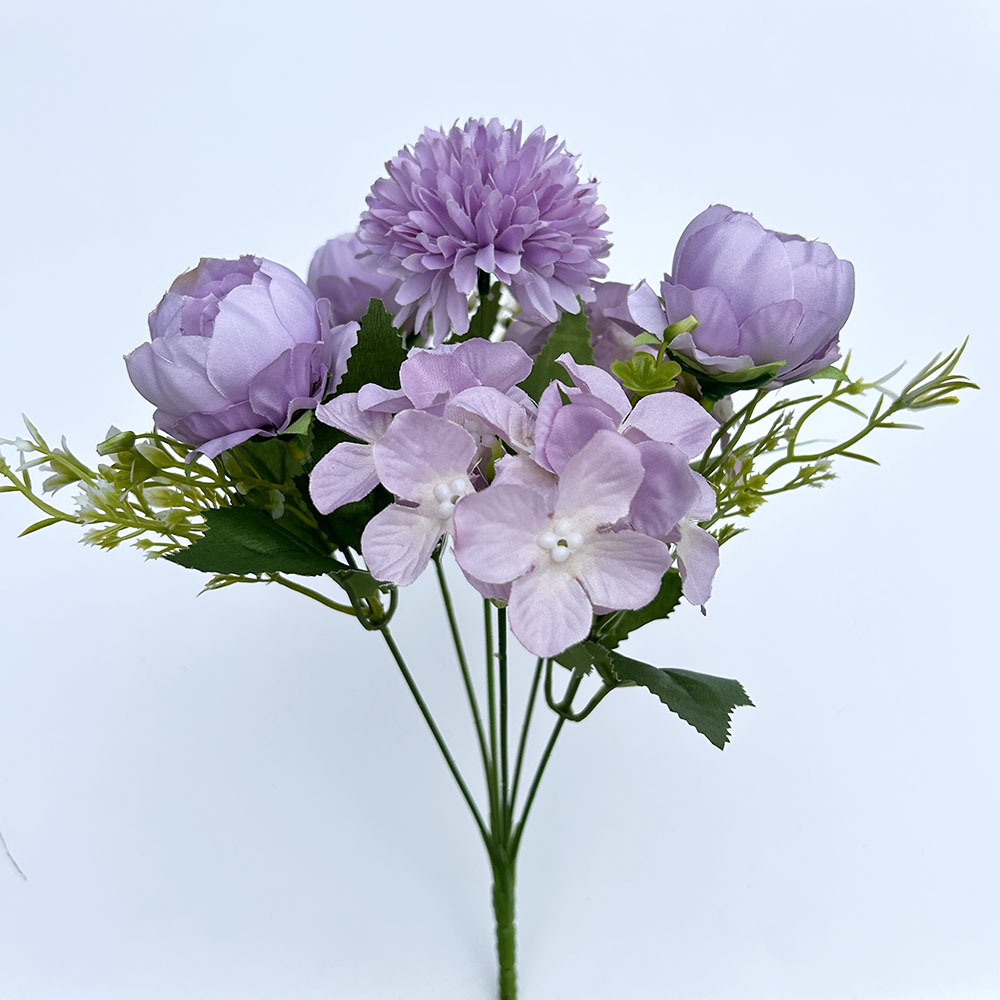 Simulation Rose Nordic Peony Combination Flower Hydrangea Small Handle Bouquet Wedding Road Flower Decoration_voghion.com