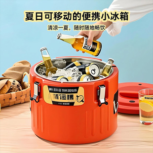 Stainless Steel Insulation Bucket Commercial Large Capacity Stall Ice Cream Ice Powder Soybean Milk Bucket Foam Double Insulation Rice Porridge Bucket